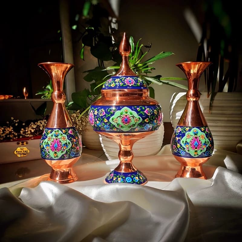 گلدان مسی و پرداز 25 سانتی — تصویر ۸