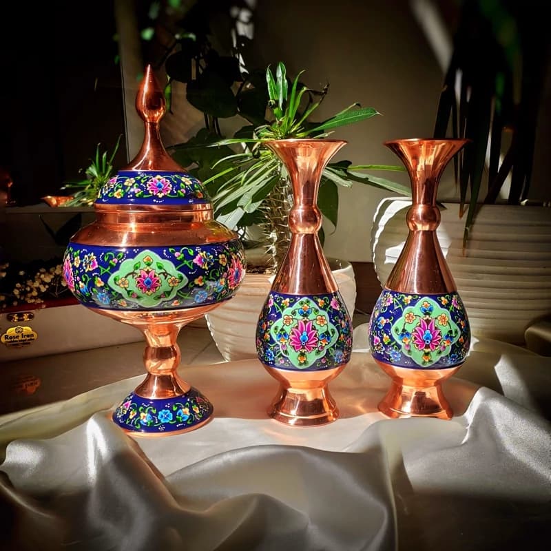 گلدان مسی و پرداز 25 سانتی — تصویر ۳