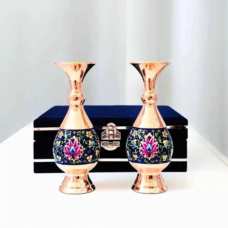 گلدان مسی و پرداز 16سانتی مجموعه دو عددی به همراه جعبه فانتزی — تصویر ۹