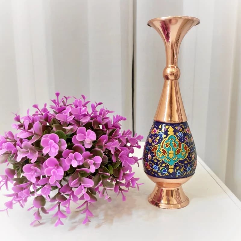 گلدان مسی و پرداز طلایی ارتفاع 30 — تصویر ۵