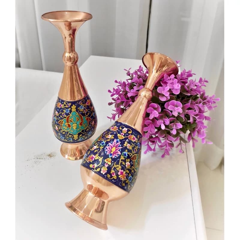 گلدان مسی و پرداز طلایی ارتفاع 30 — تصویر ۶