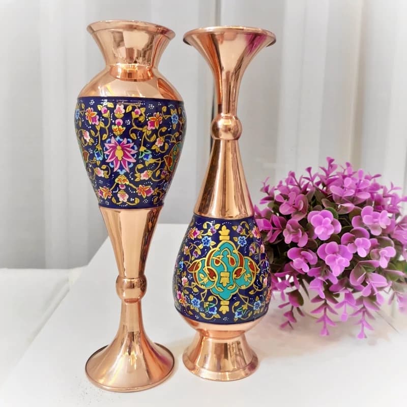گلدان مسی و پرداز طلایی ارتفاع 30 — تصویر ۴