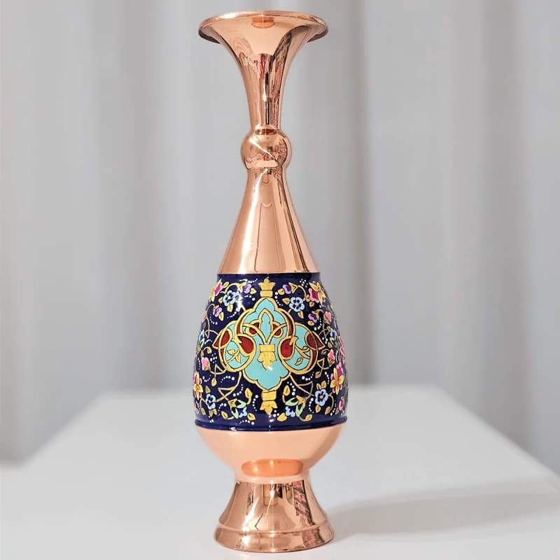 گلدان مسی و پرداز طلایی ارتفاع 30