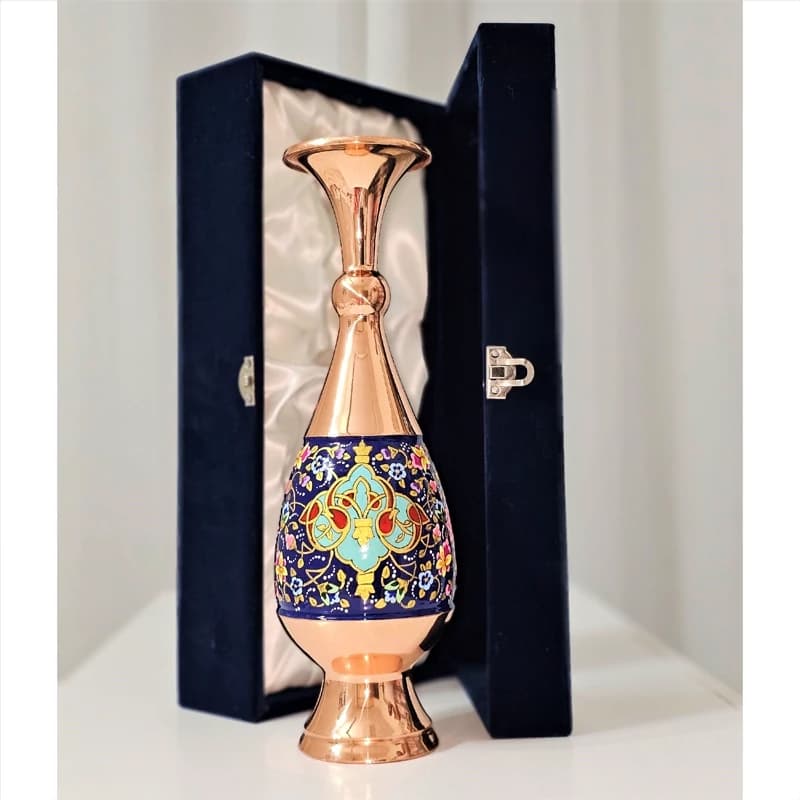 گلدان مس و پرداز (طلایی) ارتفاع 30 سانتی به همراه جعبه هدیه شخصی و سازمانی — تصویر ۱۱