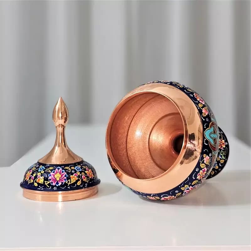 شکلات خوری مس و پرداز طلایی ارتفاع 28 به همراه جعبه فانتزی — تصویر ۴