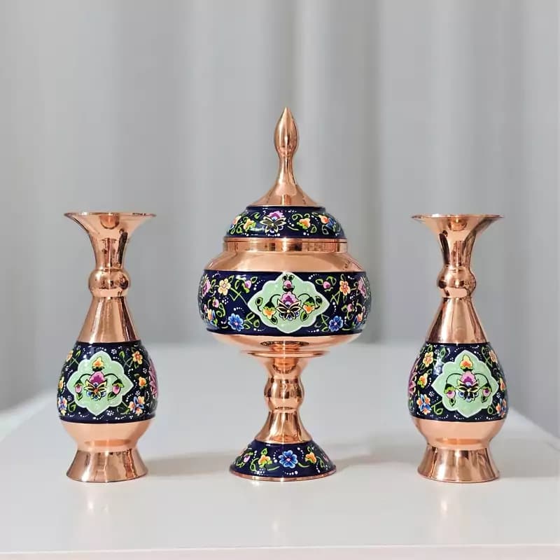 ست گلدان 16 و شکلات خوری 23 مس و پرداز