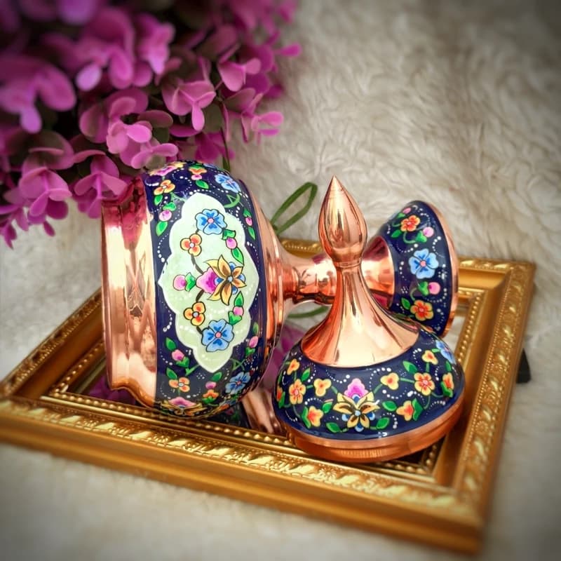 ست گلدان 16 و شکلات خوری پایه دار 23 مس و پرداز — تصویر ۷