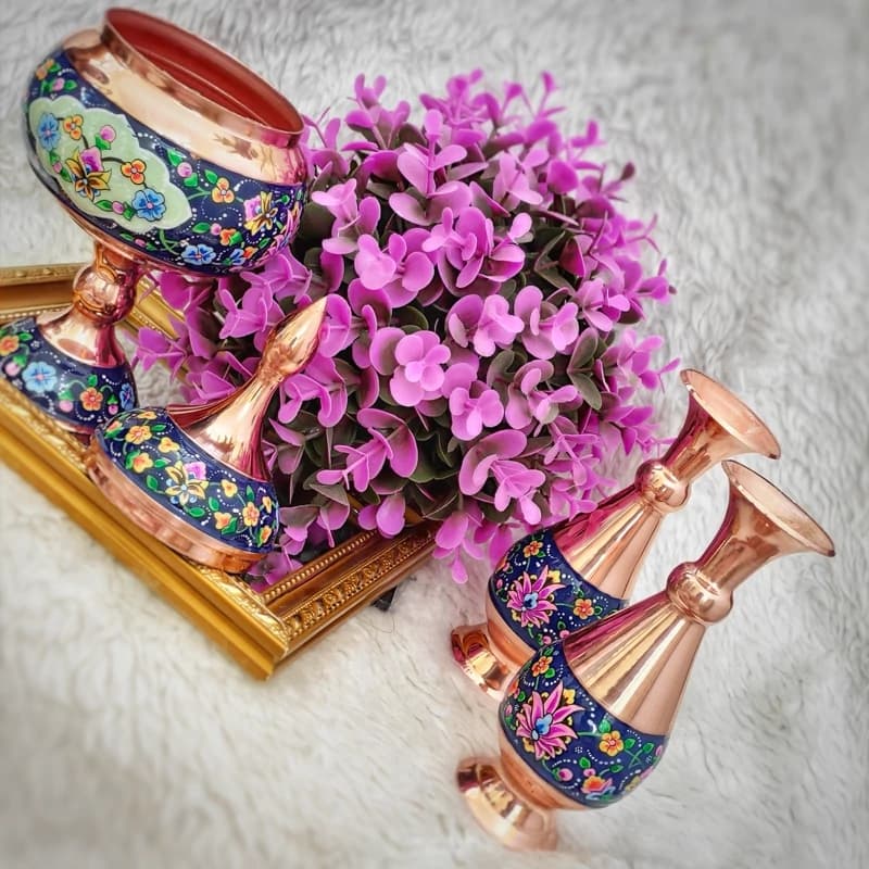 ست گلدان 16 و شکلات خوری پایه دار 23 مس و پرداز — تصویر ۵