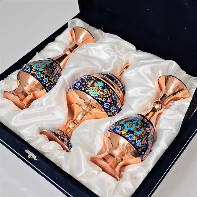 ست گلدان 20 و شکلات خوری 23 مسی طرح پردازطلایی به همراه جعبه فانتزی — تصویر ۱۰