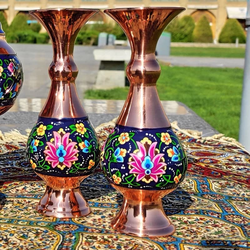 گلدان مسی و پرداز ارتفاع 16 عمده بسته 10 تایی