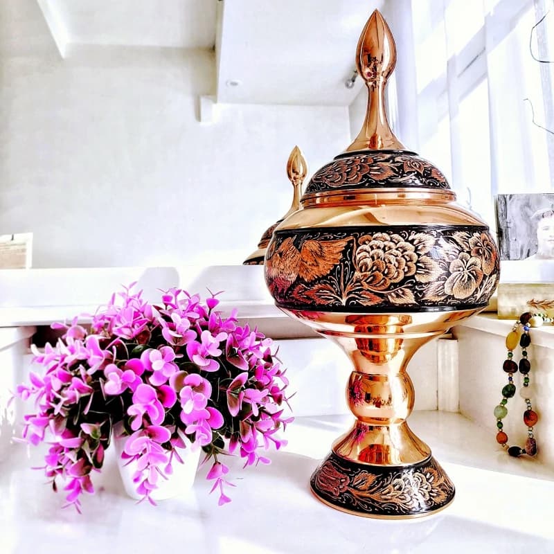 شکلات خوری مسی مدل الماس تراش ارتفاع 50 — تصویر ۱۲