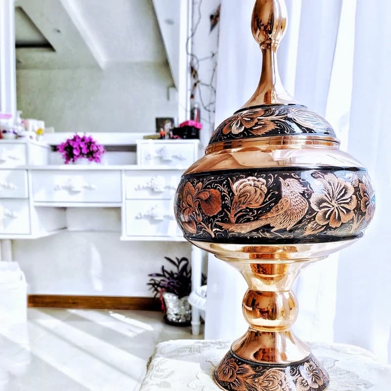 شکلات خوری مسی مدل الماس تراش ارتفاع 50 — تصویر ۶