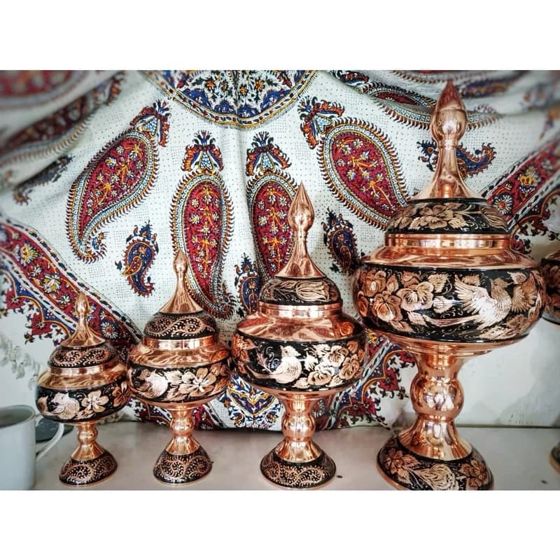شکلات خوری مسی مدل الماس تراش ارتفاع 50 — تصویر ۳