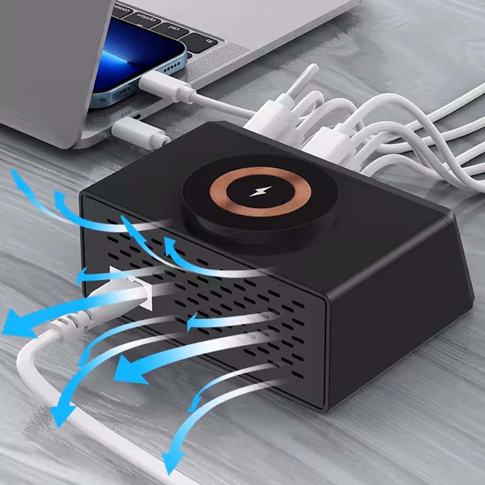 شارژر رومیزی و شارژر وایرلس پرودو مدل Porodo MFMGFC mtlti functional magsafe — تصویر ۱۱