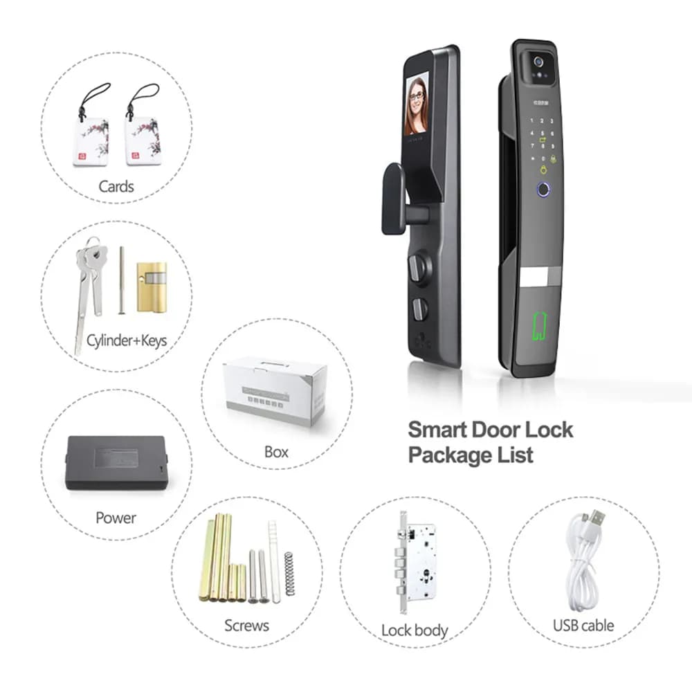 قفل هوشمند درب شیائومی مدل Xiaomi Tuya Smart Door Lock 3D Face Fingerprint H20-3D — تصویر ۱۱