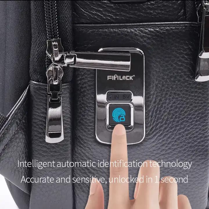 کیف چرم ضد سرقت مدل Fipilock FL-V2211 حساس به اثر انگشت — تصویر ۶