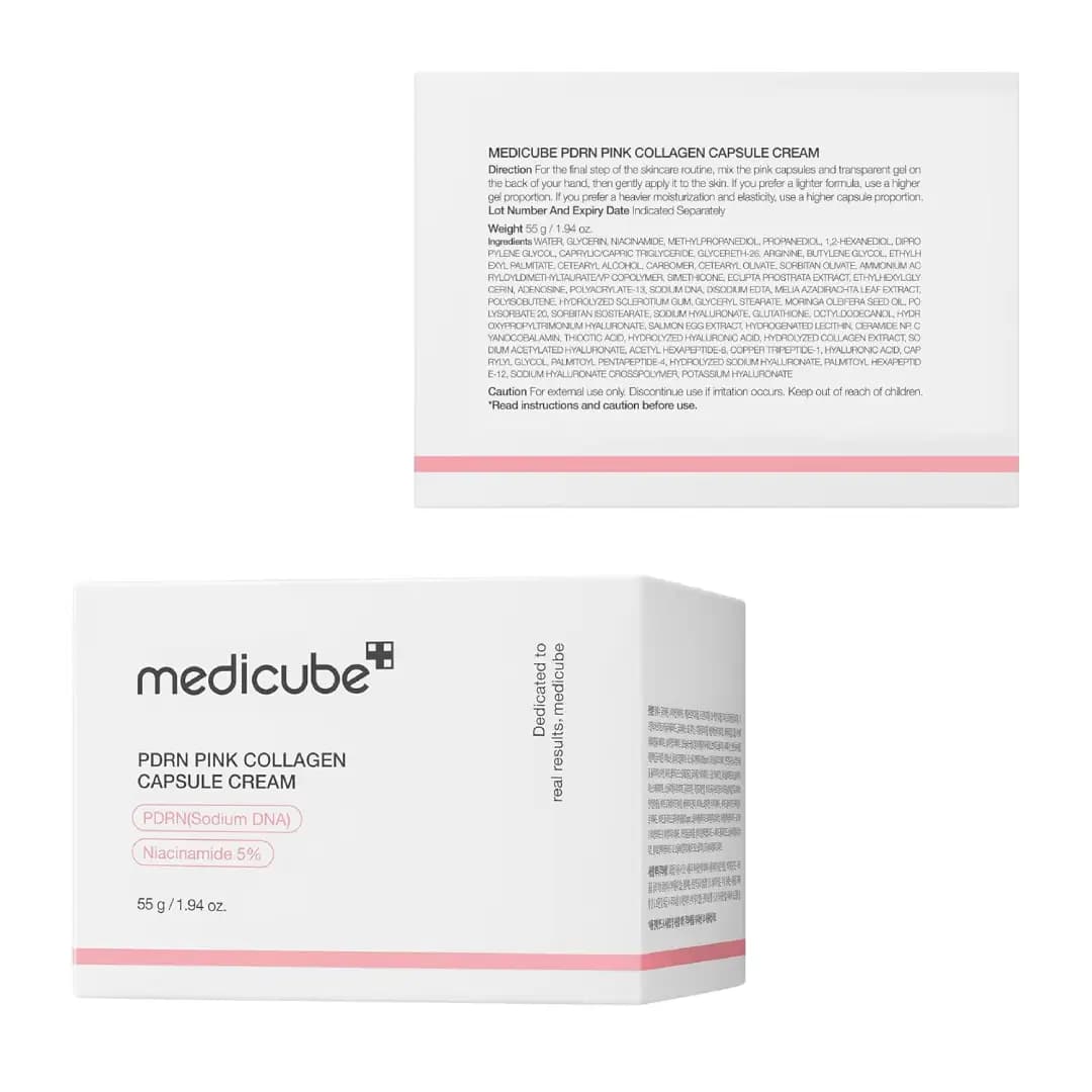 کرم کپسولی PDRN و کلاژن صورتی مدی کیوب Medicube Pink Collagen Cream حجم 55 گرم — تصویر ۱۲