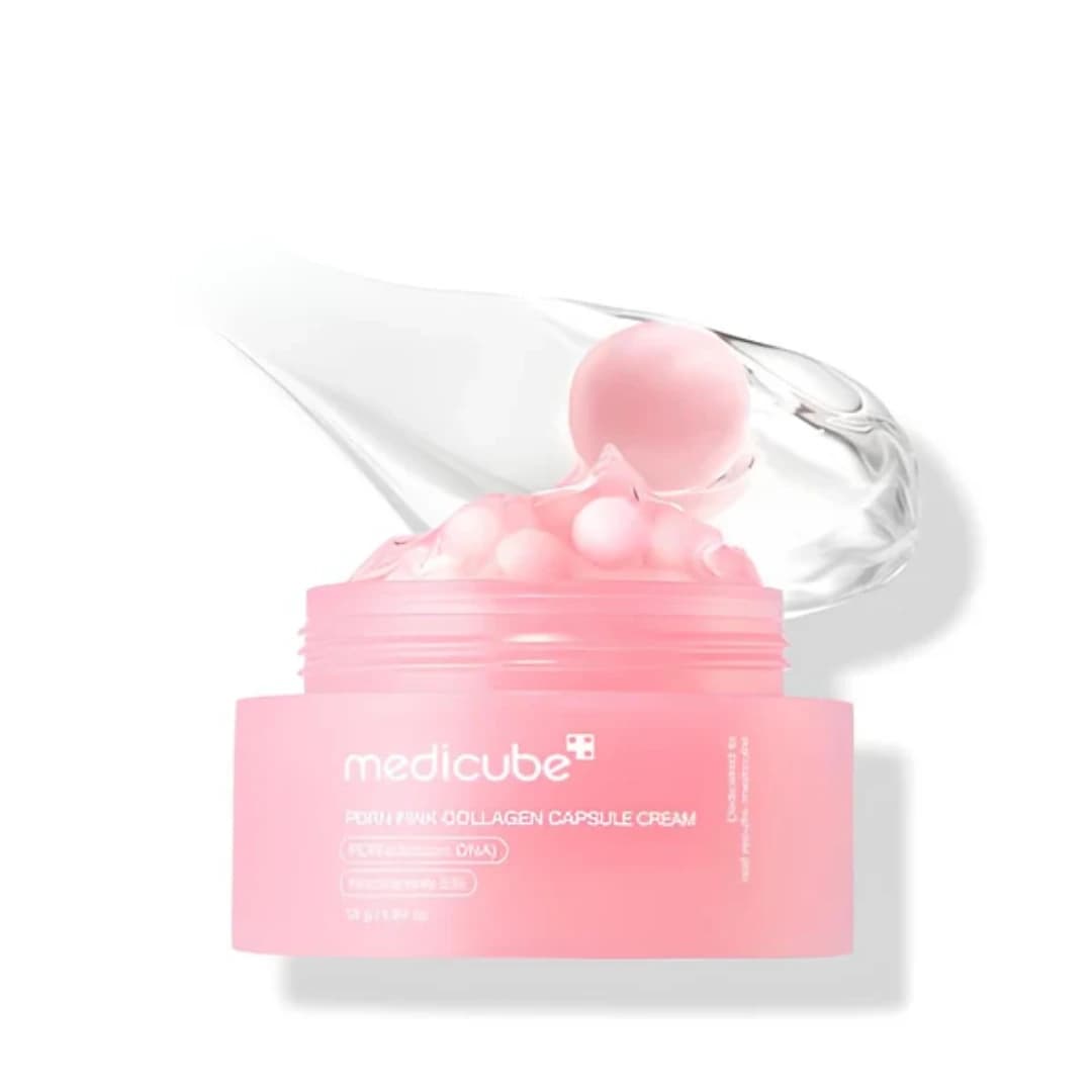 کرم کپسولی PDRN و کلاژن صورتی مدی کیوب Medicube Pink Collagen Cream حجم 55 گرم — تصویر ۸