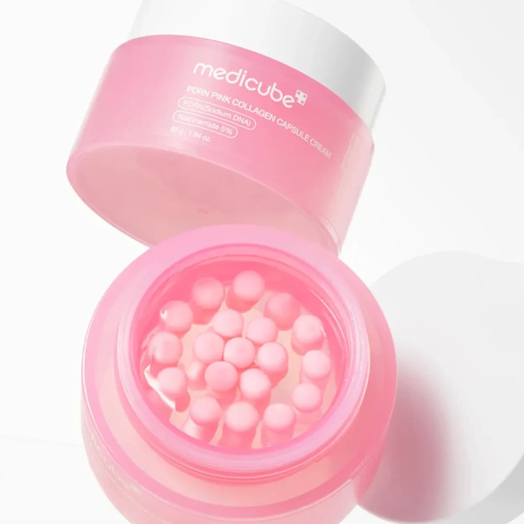 کرم کپسولی PDRN و کلاژن صورتی مدی کیوب Medicube Pink Collagen Cream حجم 55 گرم — تصویر ۷