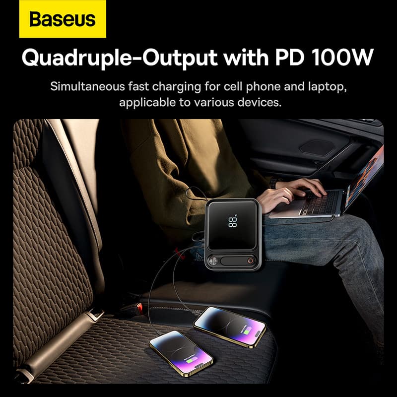 جامپ استارتر خودرو بیسوس مدل ‌BS-CH005 PD100W 3000A ظرفیت 26800 میلی آمپر — تصویر ۷