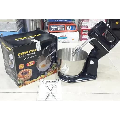 همزن کاسه دار نیکووا مدل NHMB-63 | 300 وات با کاسه استیل 3.8 لیتری — تصویر ۷
