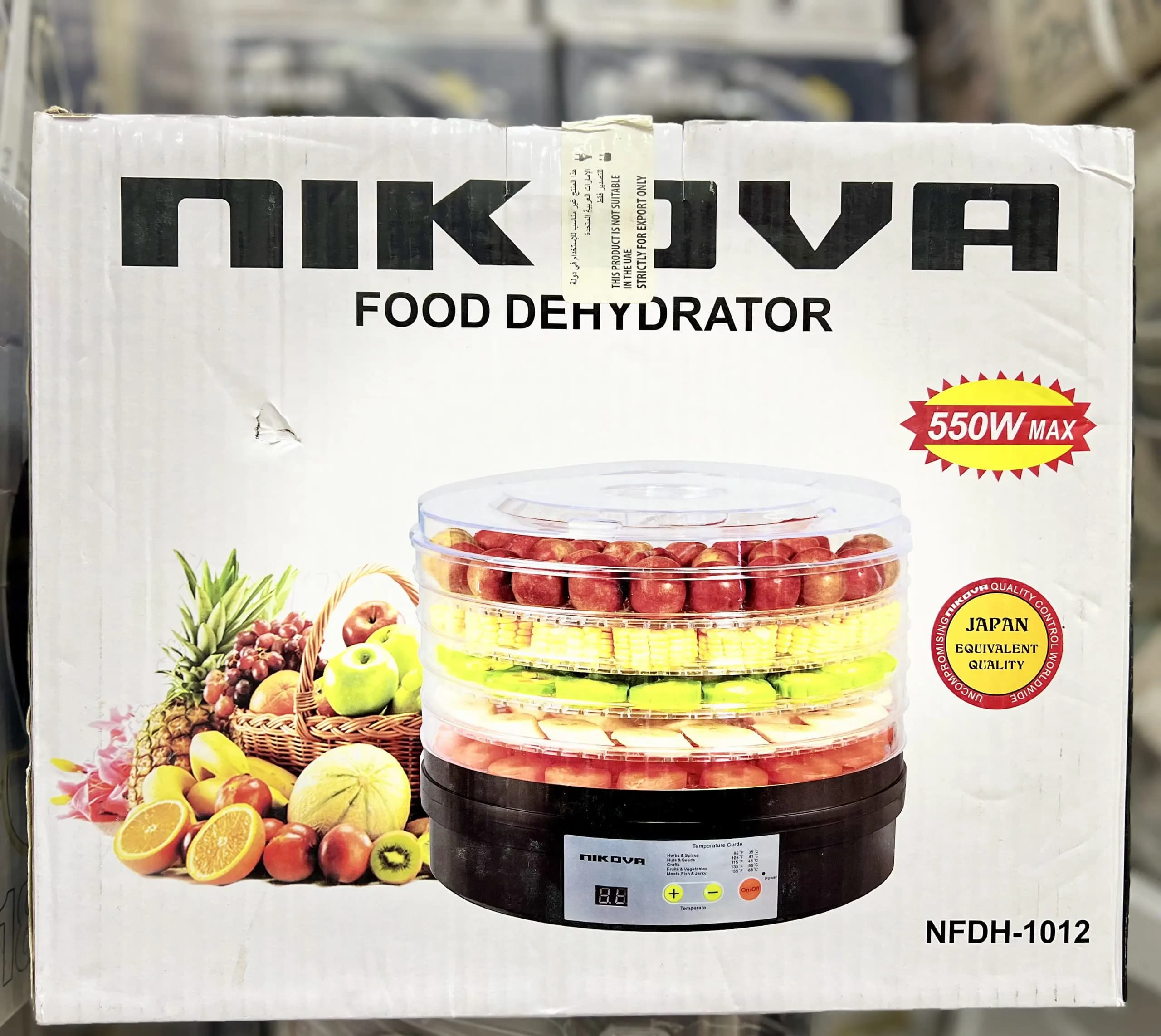 میوه خشک کن 5 طبقه اتوماتیک |میوه خشکن نیکووا ژاپن 550 وات مدل NIKOVA NFDH-1012