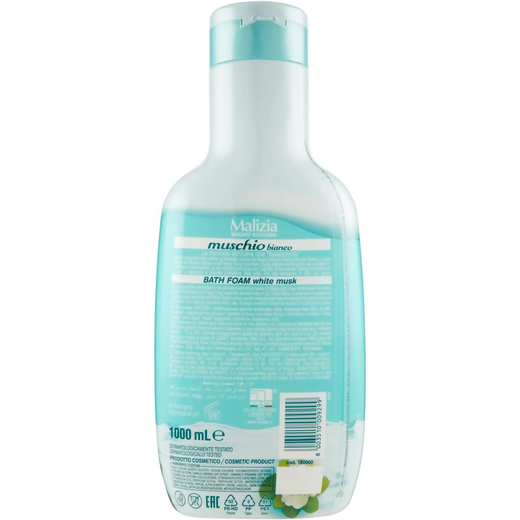 شامپو بدن مالیزیا حاوی عصاره مشک سفید و آنتی باکتریال حجم 1000میل Malizia White Musk With Antibacterial body wash,1000ml — تصویر ۹