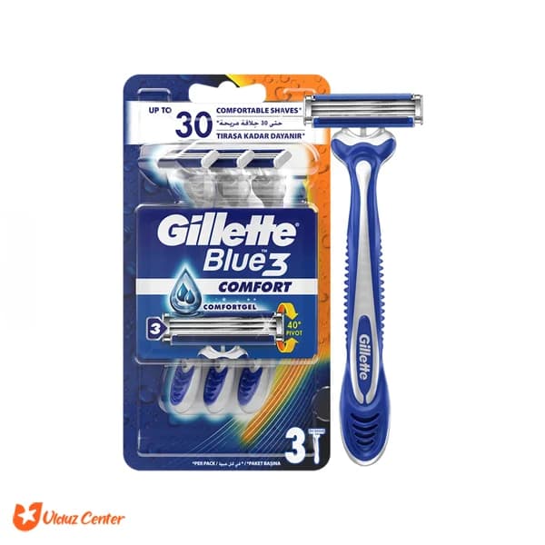 خودتراش سه تیغه Gillete Blue3 مدل Comfort بسته 3 عددی — تصویر ۳