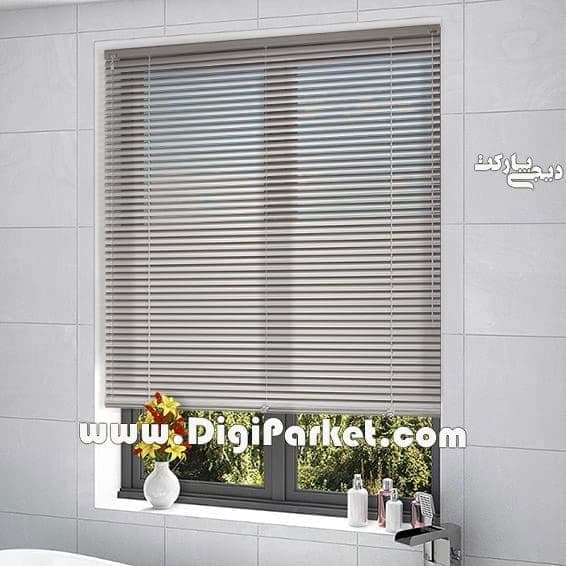 پرده کرکره فلزی آلومینیومی نقره‌ای ۲۵ میلیمتری dp38