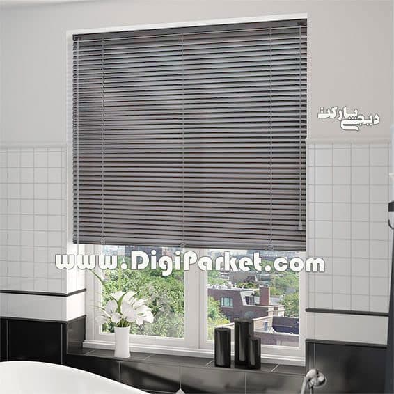 پرده کرکره فلزی آلومینیومی طوسی تیره متالیک ۲۵ میلیمتری dp9199