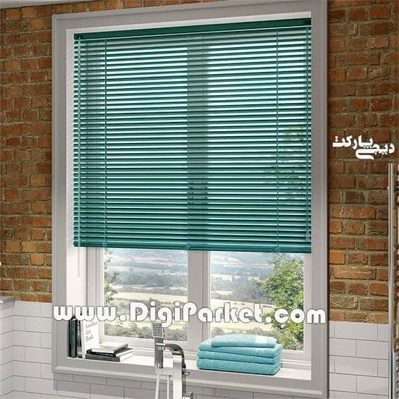 پرده کرکره فلزی آلومینیومی سبز دودی براق ۲۵ میلیمتری dp086