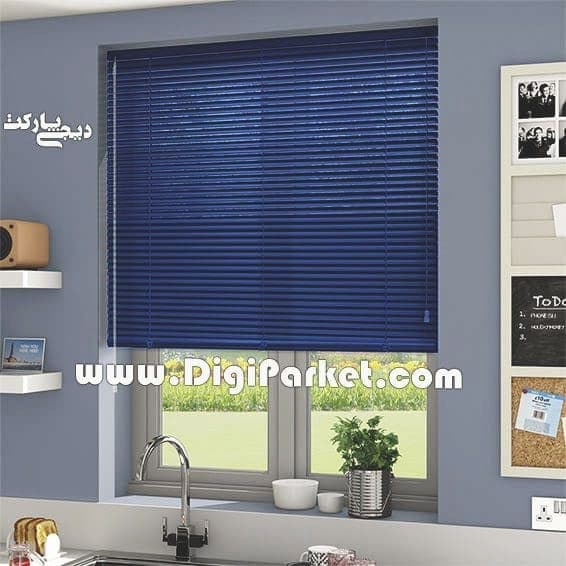 پرده کرکره فلزی آلومینیومی آبی کاربنی مات ۲۵ میلیمتری dpa06
