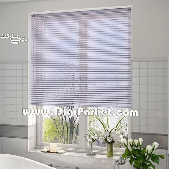 پرده کرکره فلزی نیلی کمرنگ مات ۲۵ میلیمتری dpa05
