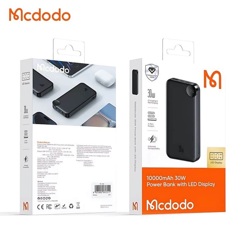 پاوربانک مک دودو مدل MC-3850 ظرفیت 10000 میلی آمپرساعت — تصویر ۶