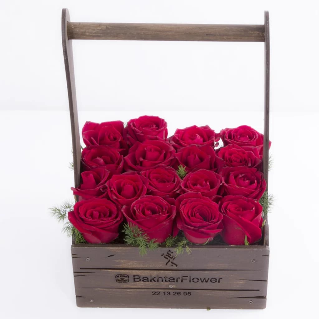 باکس چوبی گل رز هلندی قرمز کد 2280 — تصویر ۳