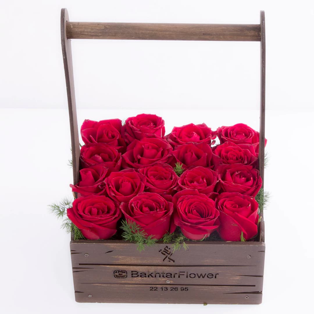 باکس چوبی گل رز هلندی قرمز کد 2280