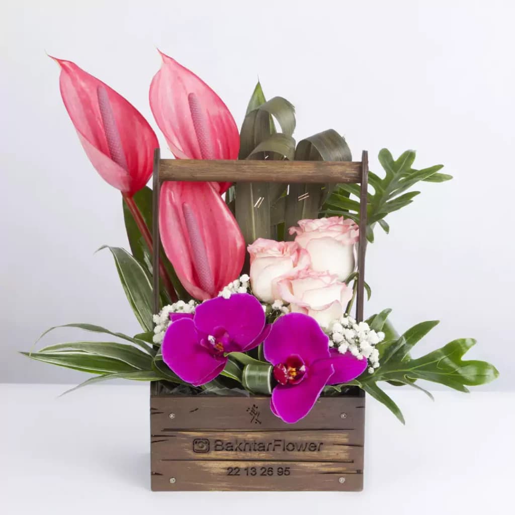 باکس چوبی گل ارکیده و رز کد 2510 — تصویر ۳