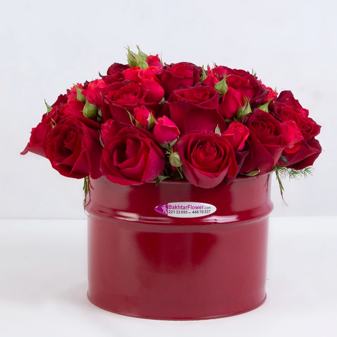 باکس گل رز هلندی قرمز کد 2740 — تصویر ۲