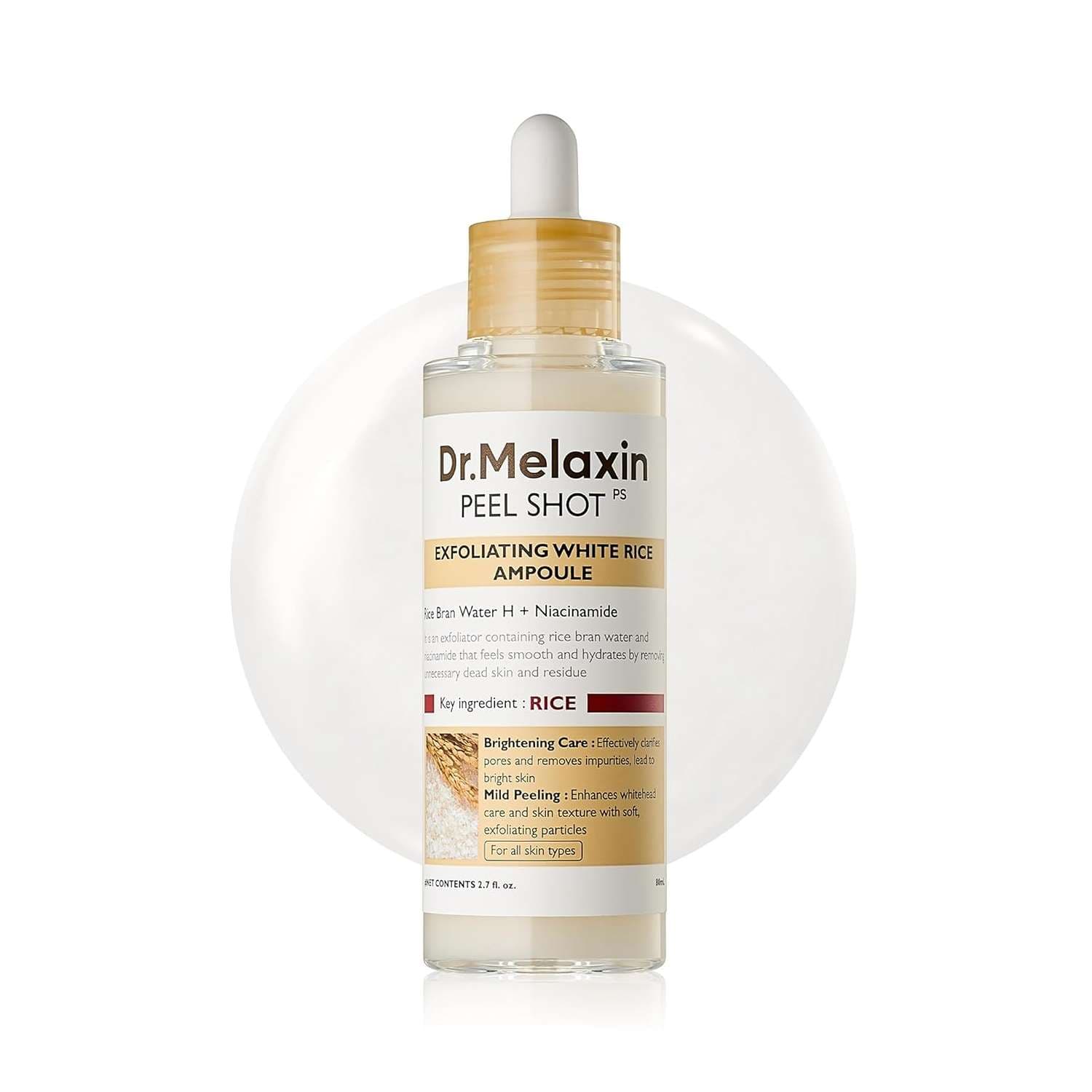 سرم لایه‌بردار دکتر ملاکسین مدل White Rice Niacinamide کنترل چربی منافذ حجم 80 میلی‌لیتر — تصویر ۳