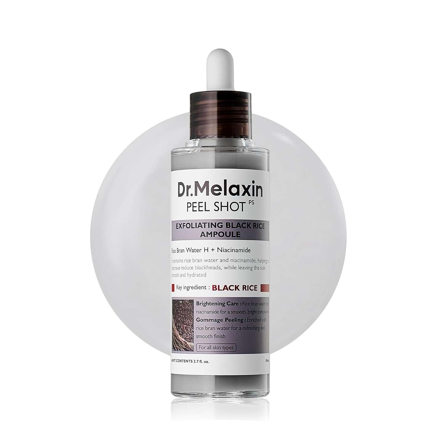 سرم لایه‌بردار دکتر ملاکسین مدل Black Rice Niacinamide ضدجوش قوی حجم 80 میلی‌لیتر