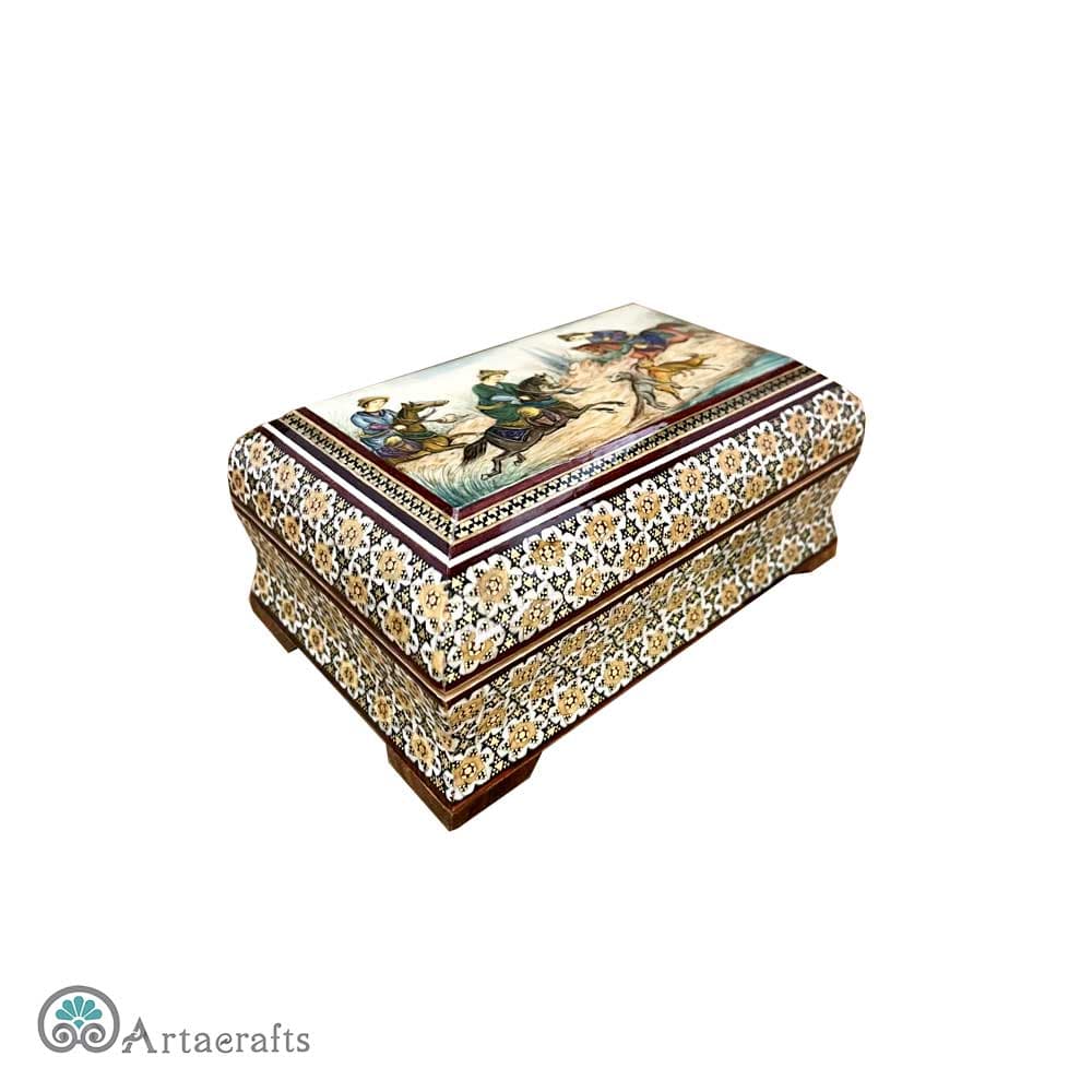 جعبه خاتم طرح چوگان