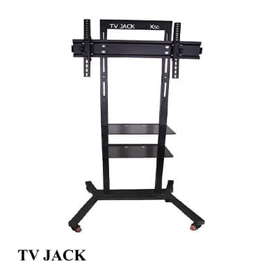 پایه تلویزیون ایستاده چرخ دار تی وی جک مدل X50 مخصوص 43 تا 75 اینچ