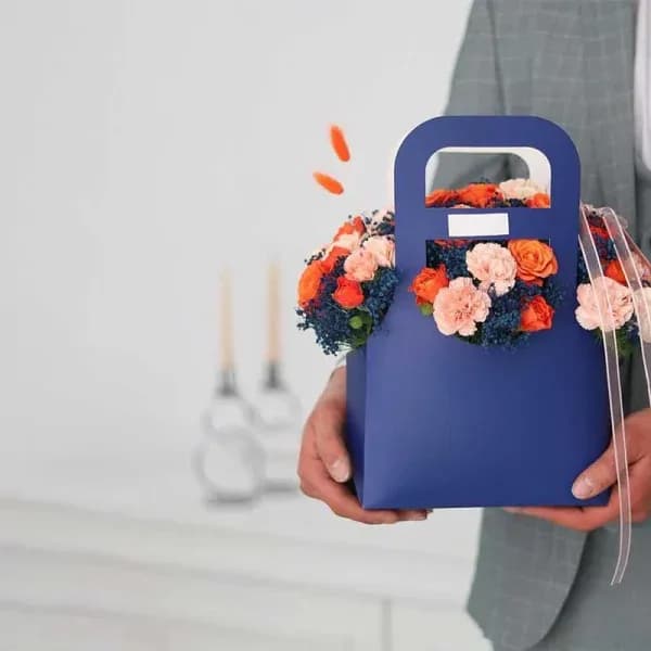 فلاور بگ سرمه ای شعله‌ – فروشگاه اینترنتی گل فلوشا Flowsha