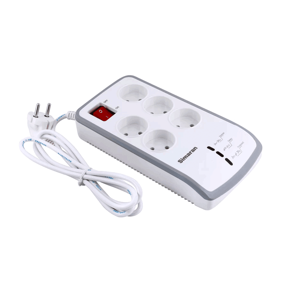 محافظ ولتاژ 5 راهی صوتی و تصویری بدون ارت سیماران کابل 2.8 متری