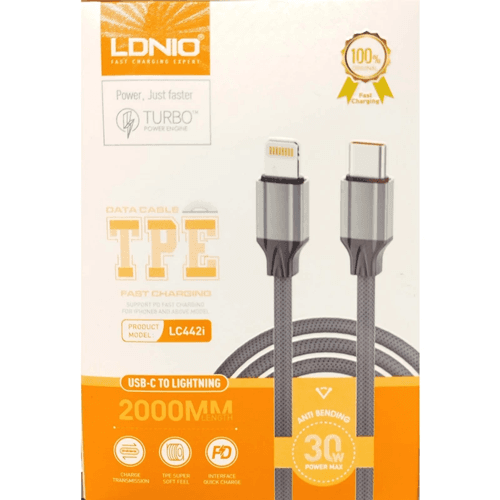 کابل لایتنینگ به Type-C الدینیو Ldnio LC442i طول 2 متر توان 30 وات — تصویر ۲