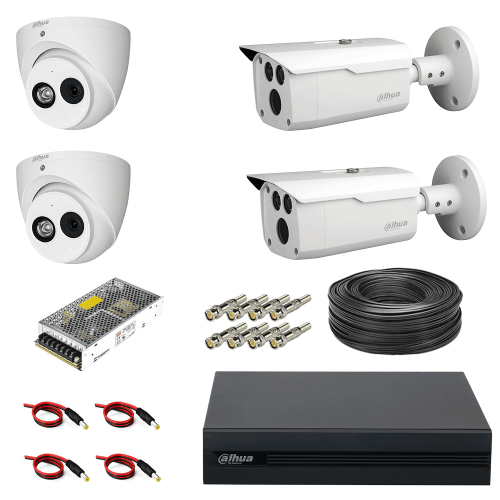 پک 4 کانال دوربین مداربسته 2 مگاپیکسل HDCVI داهوا مدل 1200dp-emp-a