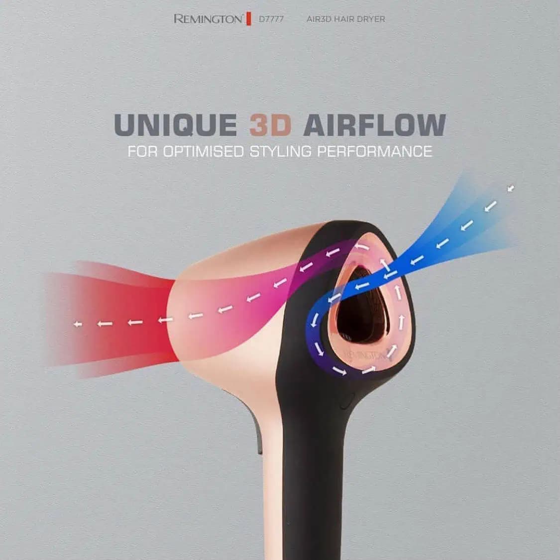 سشوار هوای سه بعدی رمینگتون آمریکا مدل Remington Air3D Dryer D7777 — تصویر ۳