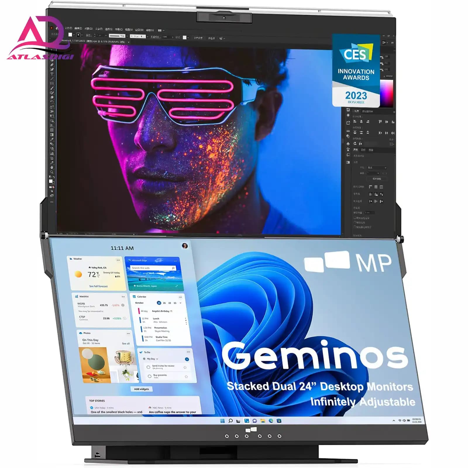 مانیتور دو صفحه نمایش تاشو مدل DUEX dual-screen |24″*24″| IPS 60HZ