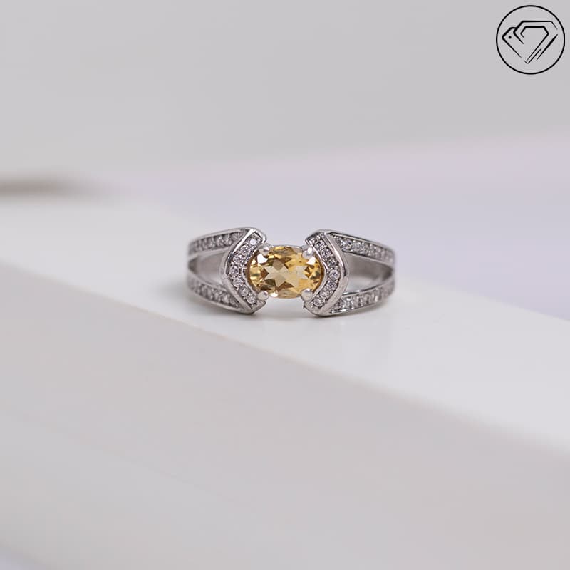 انگشتر نقره سیترین مدل GA-1498 — تصویر ۲