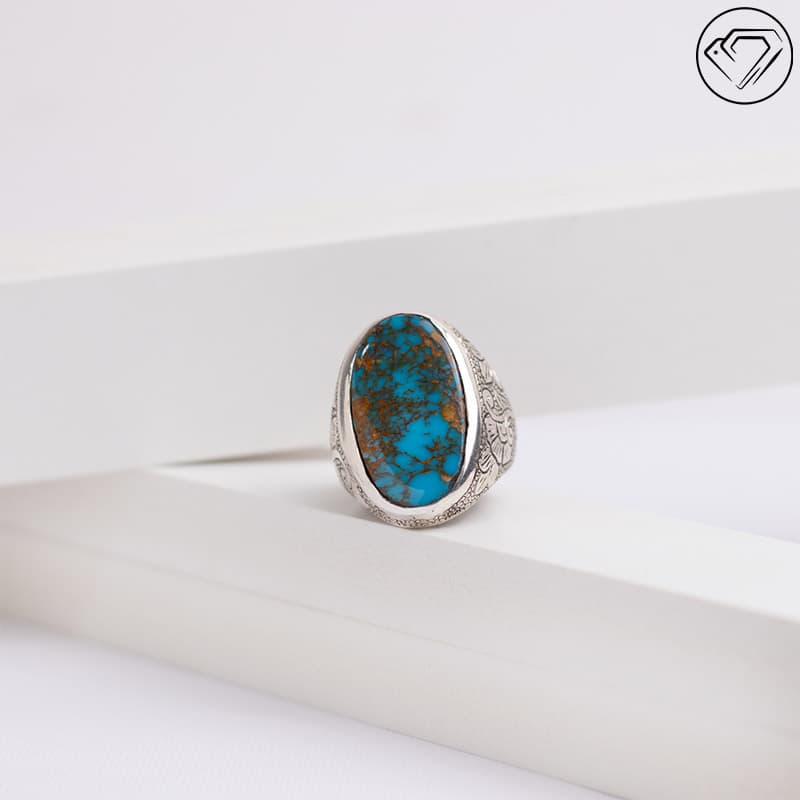 انگشتر فیروزه نیشابوری عنکبوتی مدل GA-1457